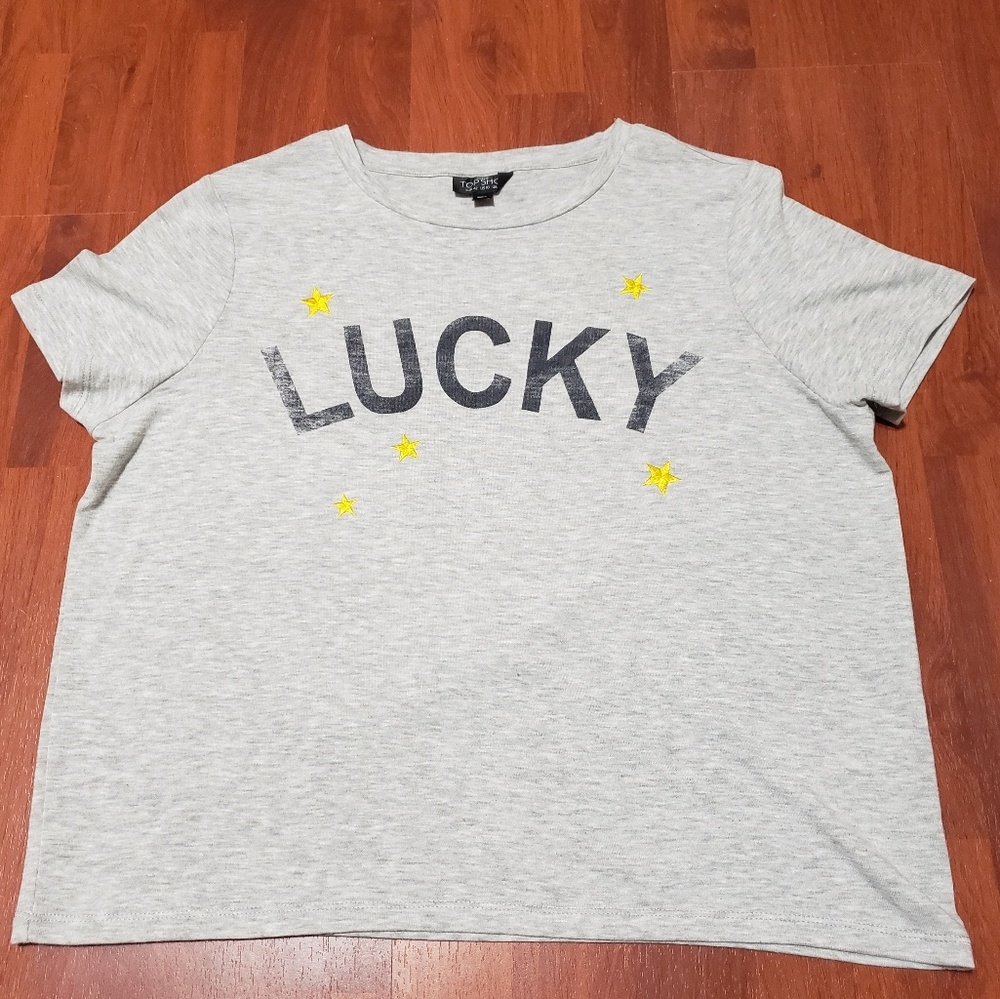 Topshop Lucky Star embroidered tee sz 10p